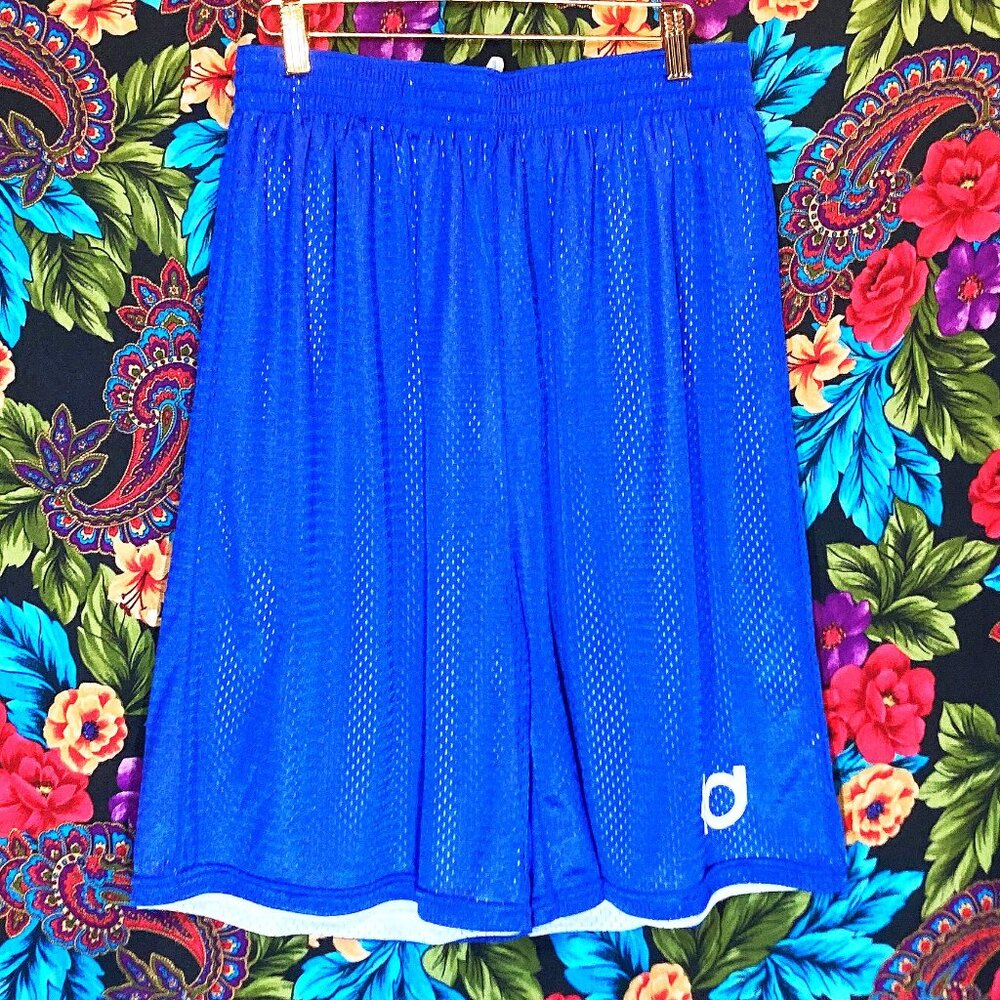 MEN'S DOUBLE LAYER BASKETBALL SHORTS MENS SIZE LARGE DRAWSTRING POCKETS MESH